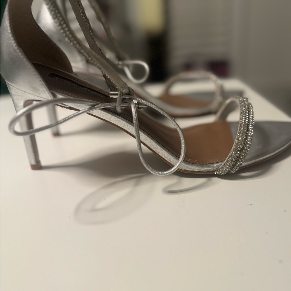 BCBGMaxAzria Silver Strappy Heels